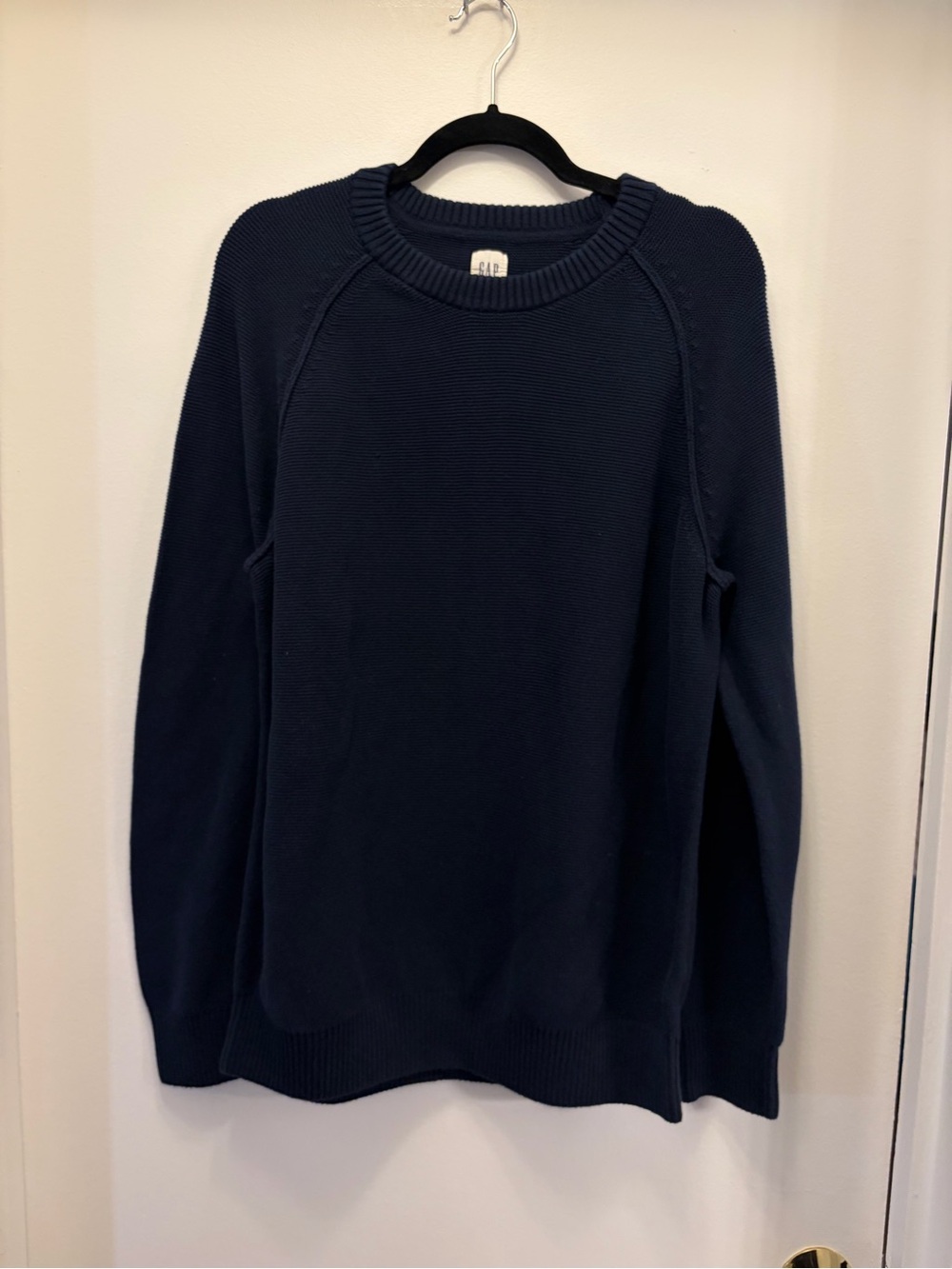 Gap 100% Cotton Men’s Navy Blue Crewneck Raglan Sleeve Sweater L Size Large